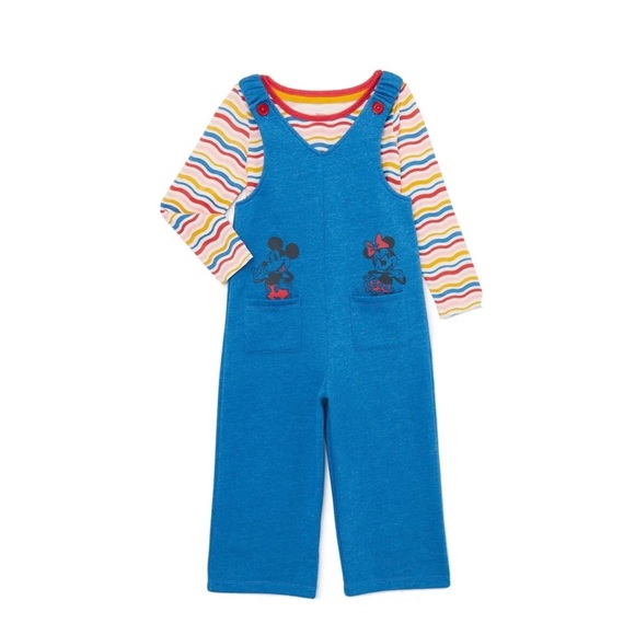 Disney Minnie Mouse Long Sleeve Tee and Romper 2 Piece Outfit Set Size 3T - Picture 1 of 9